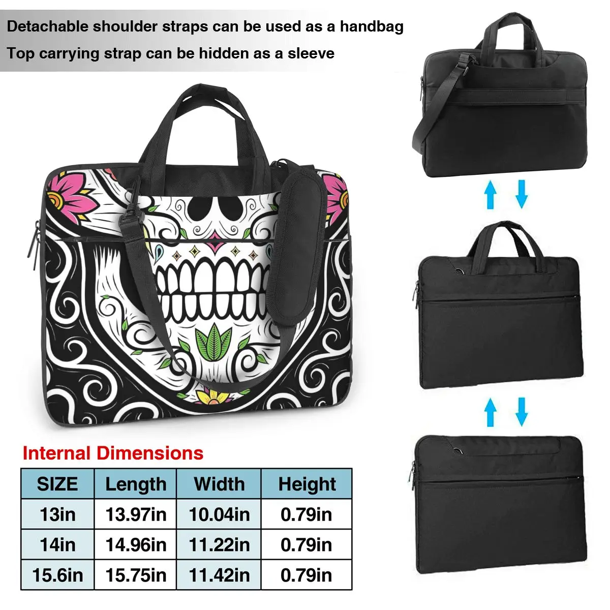 Mexican Skull Day Of The Dead Mask ( Laptop Bag Case Protective Vintage Computer Bag Bicycle Crossbody Laptop Pouch