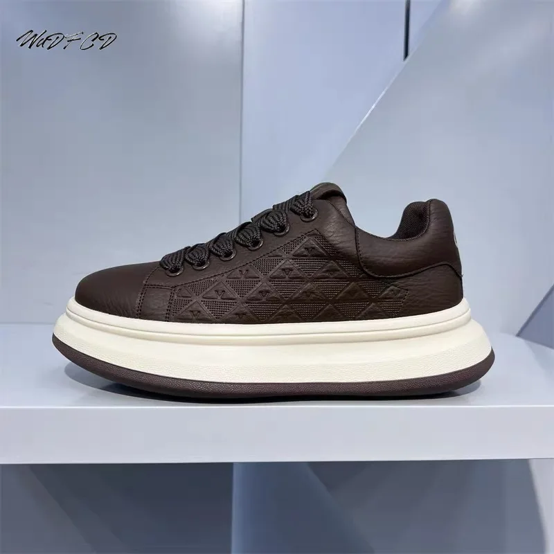 

Кроссовки, повседневные мужские оригинальные дизайнерские туфли на мягкой подошве, модная кожаная дышащая спортивная обувь на плоской платформе с увеличенной высотой