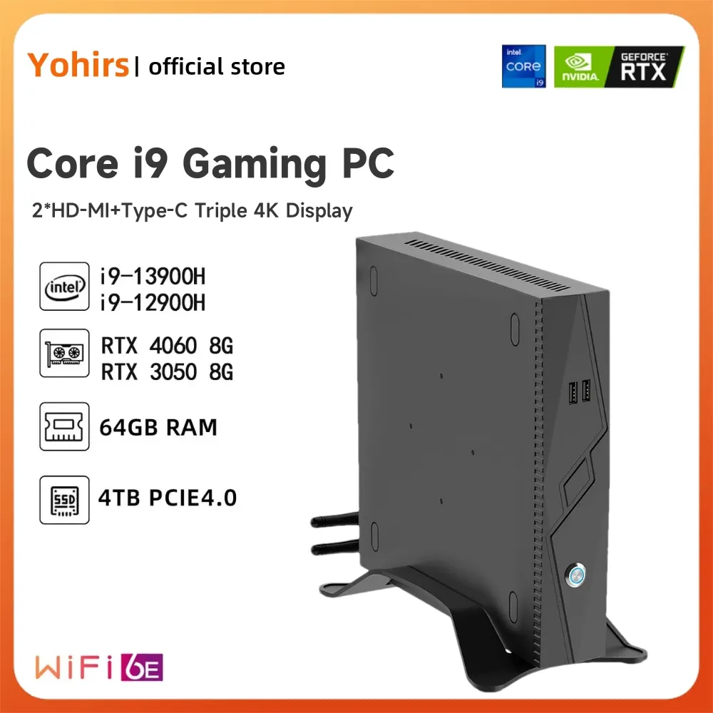 

13th Gaming Computer i9 13900H 12900H i7 13700H Mini Workstation GeForce RTX4060 8G 2HD2.0 Type-C PCIE4.0 Desktop Gaming mini pc