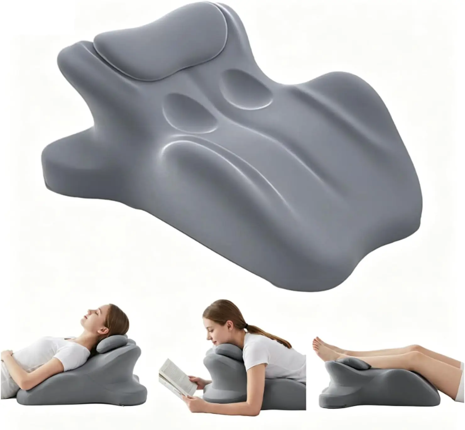 

Ergonomic Foam Wedge Pillow, 27° Angled Support for Neck and Waist, Multi-Position Support Pillow (Gray) Breathable Cover