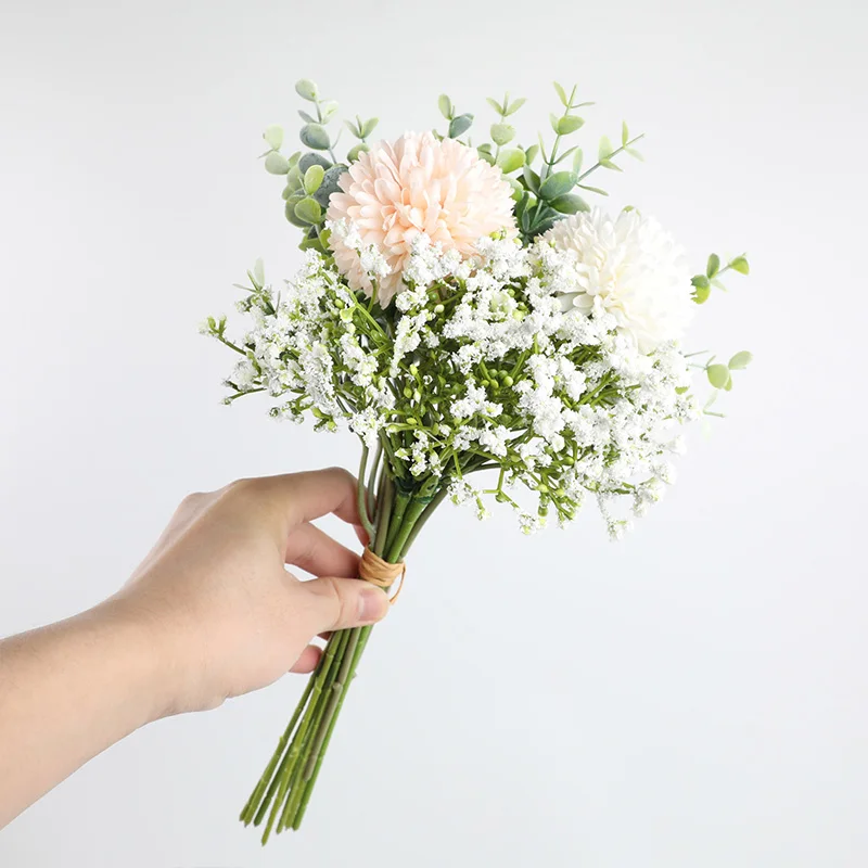 12pcs Artificial Babybreaths Flowers White Pink Gypsophila Flower Wedding Bride Bouquets Dandelion Floral Home Vase Decoration