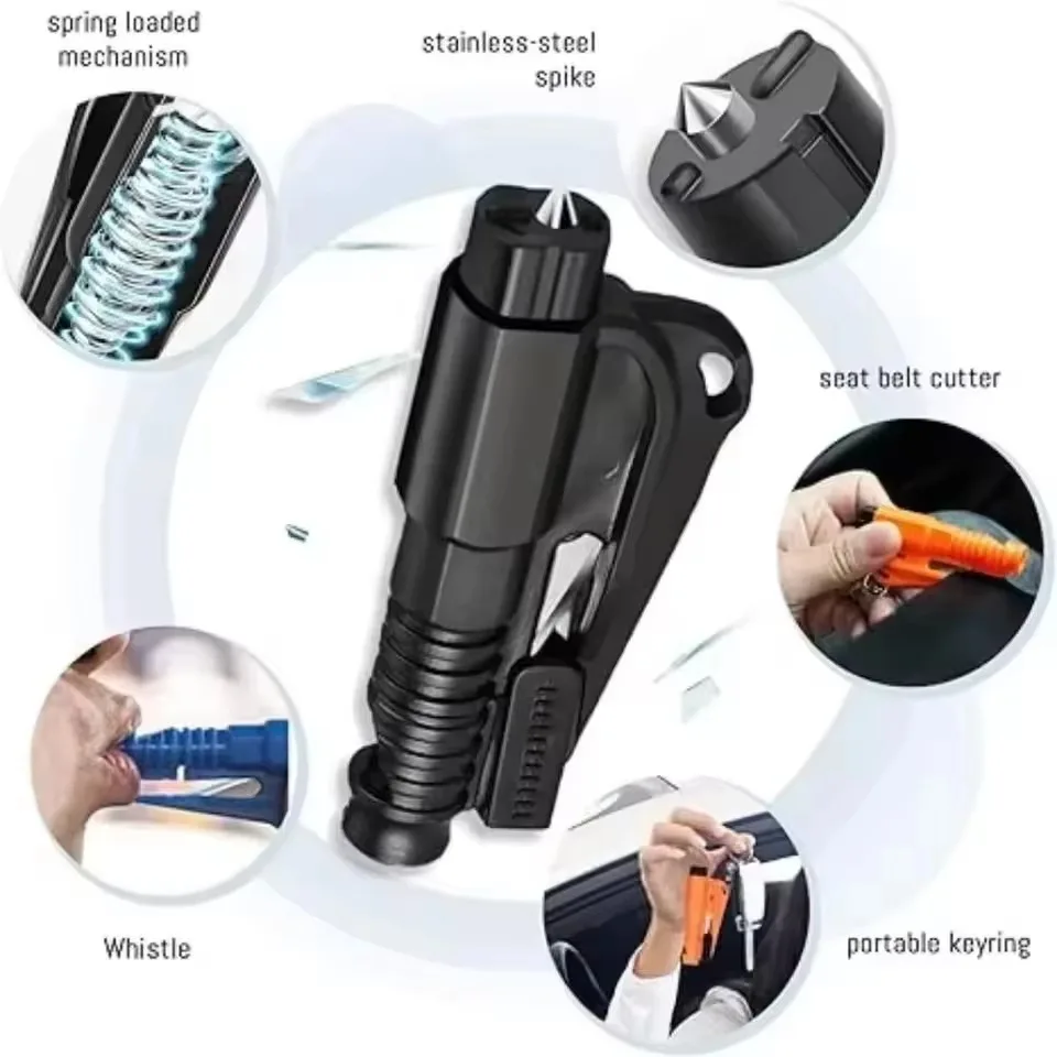 3 In 1 Car Safety Hammer Escape Window Breaker Lifesaving Key Chain Hammer Car Accessories Glass Shattering Emergency Device