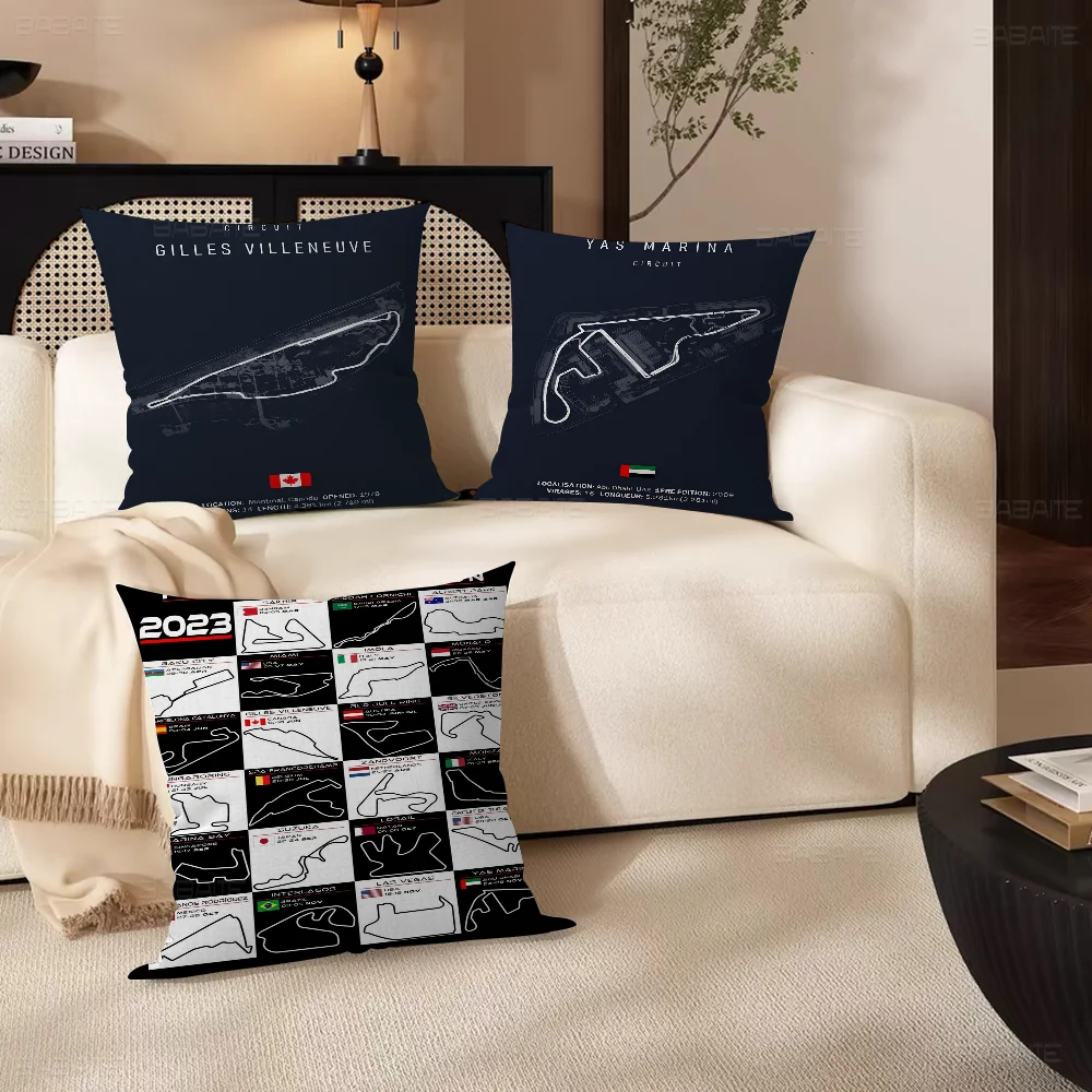 

F-Formula 1 Imola Monaco Track Circuit Cushion Cover Polyester Sofa Cushions Decorative Throw Pillows Home Decoration