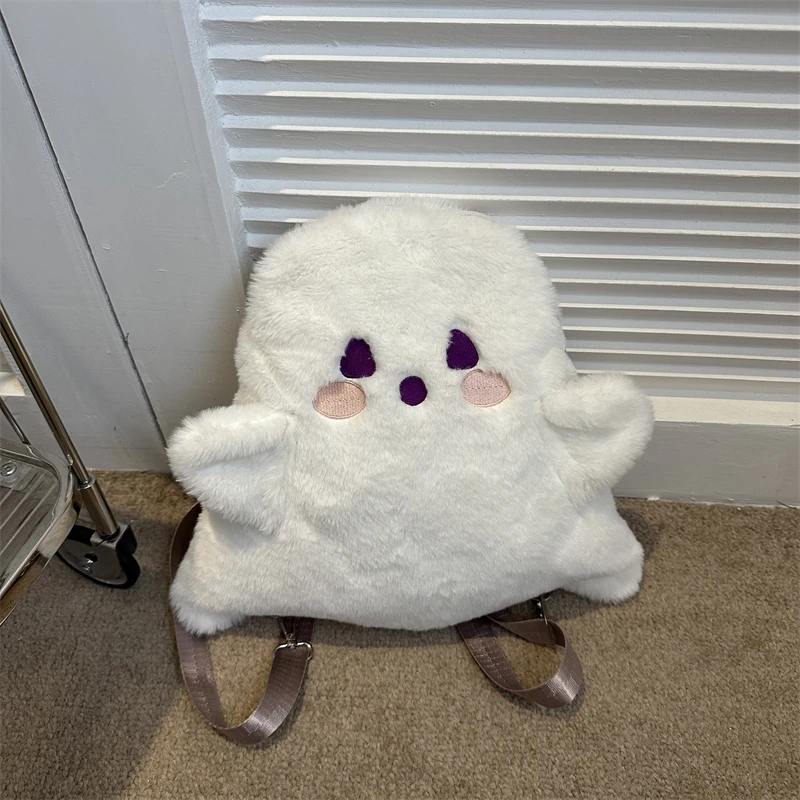 

Плюшевые осенне-зимние модные рюкзаки на молнии, дурачные женские сумки на Хэллоуин, распродажа, 2025 г., брендовые лоскутные милые детские рюкзаки