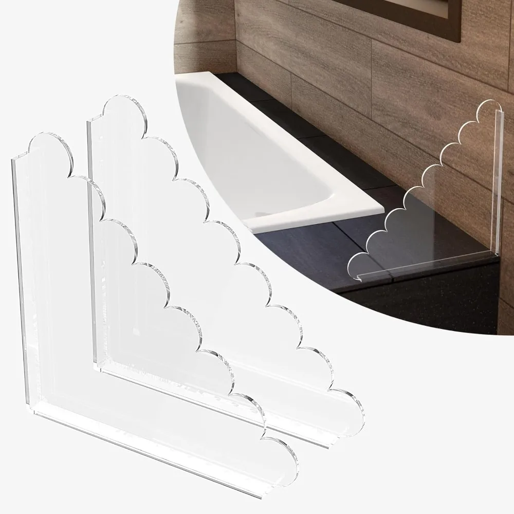 

Luvunu, 2 упаковки акриловых брызговиков для душа, 9,4x9,4 дюйма, самоклеящиеся водозащитные барьеры для ванной комнаты без дрели, герметичные угловые ограждения