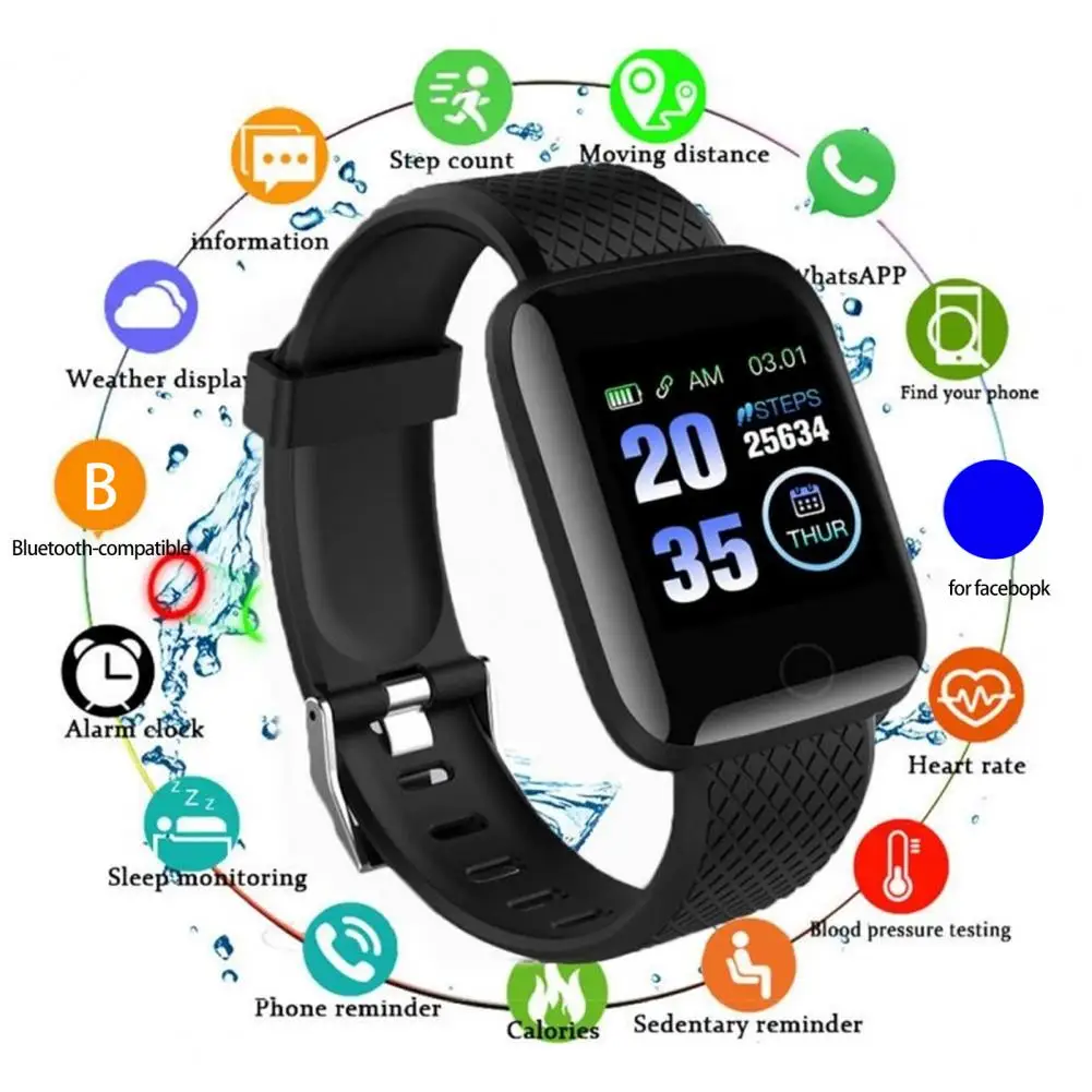 

116 plus Smart Bracelet Waterproof Smart Watch Step Counting Multi Sport Mode Message Reminder Heart Rate Monitor Blood Pressure