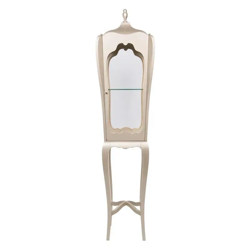 17th Century Modern Style Slim Display Cabinet Handmade Mahogany Clear Glass Gold Knob Living Room Storage Locker