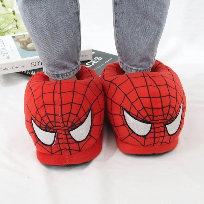 Disney Spider Man Plush Slippers Full Pack Warm Cotton Shoes Thickened Non-slip Cotton Stuffed  Home Slippers Christmas Gift