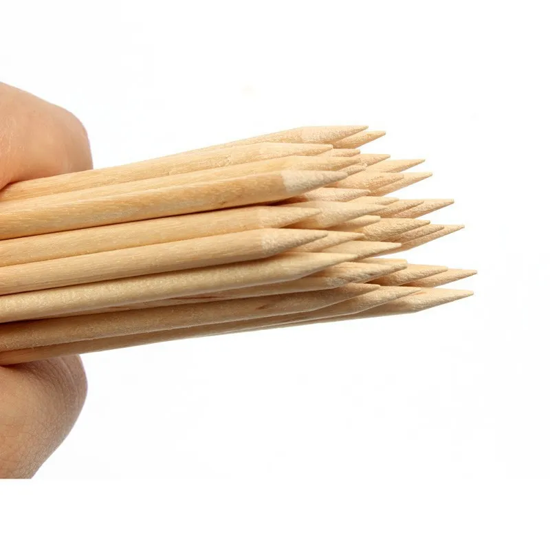 Nail Art Manicure Pedicure Care 100/50Pcs Orange Wood Nail Sticks Double Sided Cuticle Pusher Remover Rhinestones Dotting Tools