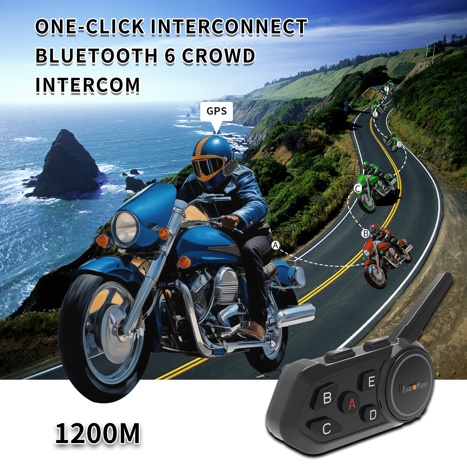 

Helmet Headset Motorcycle Ski Safety Helmet Waterproof Intercom 1000M Motorbike For 6 Riders With2 In 1 Microphone Speaker