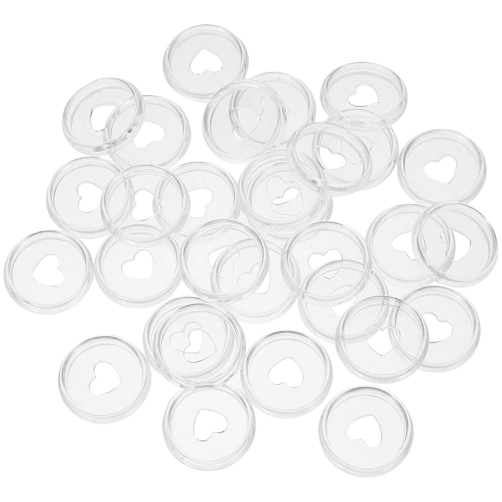 

30pcs 24mm Transparent Heart Hole Loose Leaf Binder Discs ABS Smooth Surface Notebook Binders Supplies Office