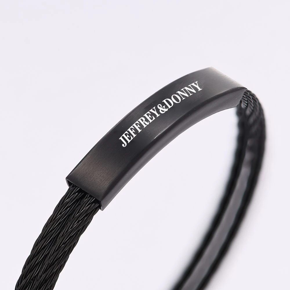 Personalized Engraved Name Bracelet For Men Women Stainless Steel Wire Hand Woven Custom Name Bracelet Jewelry Father's Day Gift