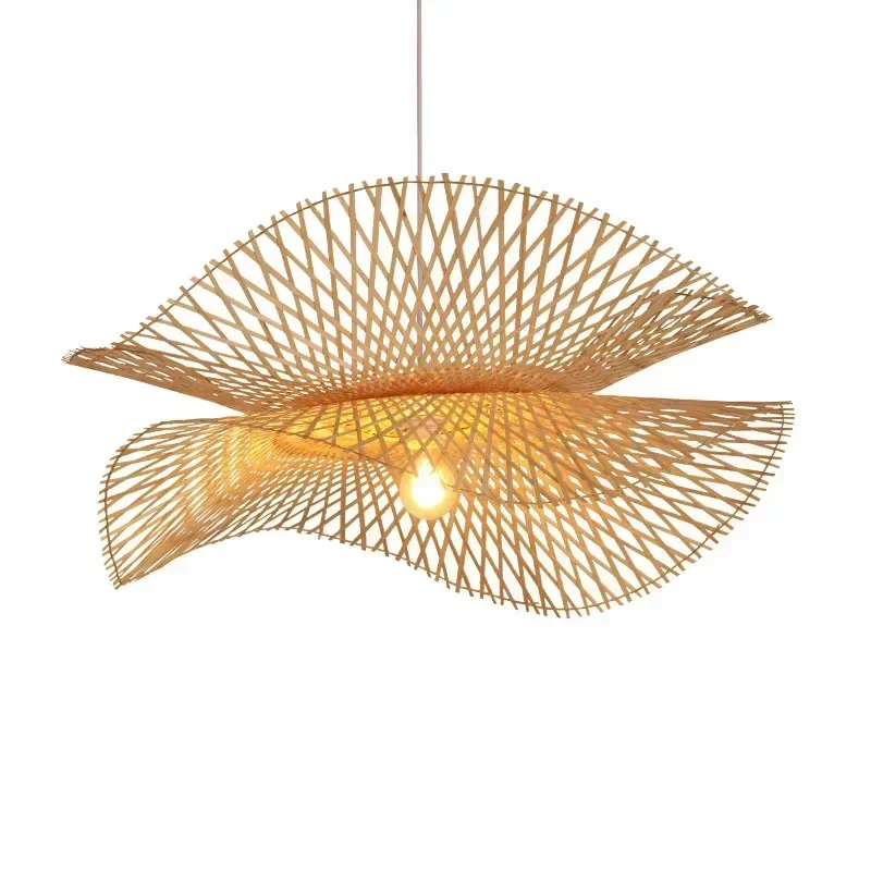 

Chinese Style Retro Wicker Hanging Light Country Style Handmade Bamboo Pendant Home Lamp Shade Natural Materials Pendant Light