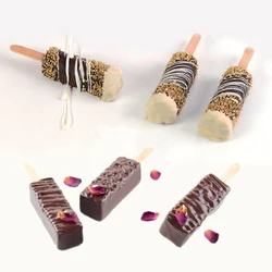 SHENHONG 5 Cells Long Strip Silicone Popsicle Moulds Summer Ice-lolly Molds 10 Matching Plastic Sticks Cold Drink Ice Cube Tray