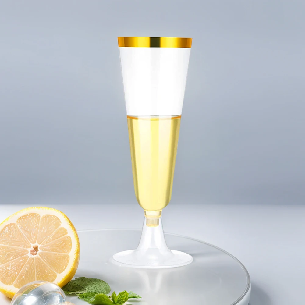 25Pcs 150ml Disposable Champagne Flutes Plastic Champagne Glasses Plastic Cocktail Cups for Wedding Anniversary Birthday