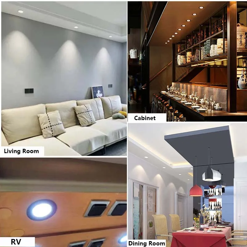 3W Indoor LED Mini Spotlights 12V 24V Ultra Thin Recessed Ceiling Panel Light IP52 Caravan Boat Kitchen Vehicle Camper Downlight