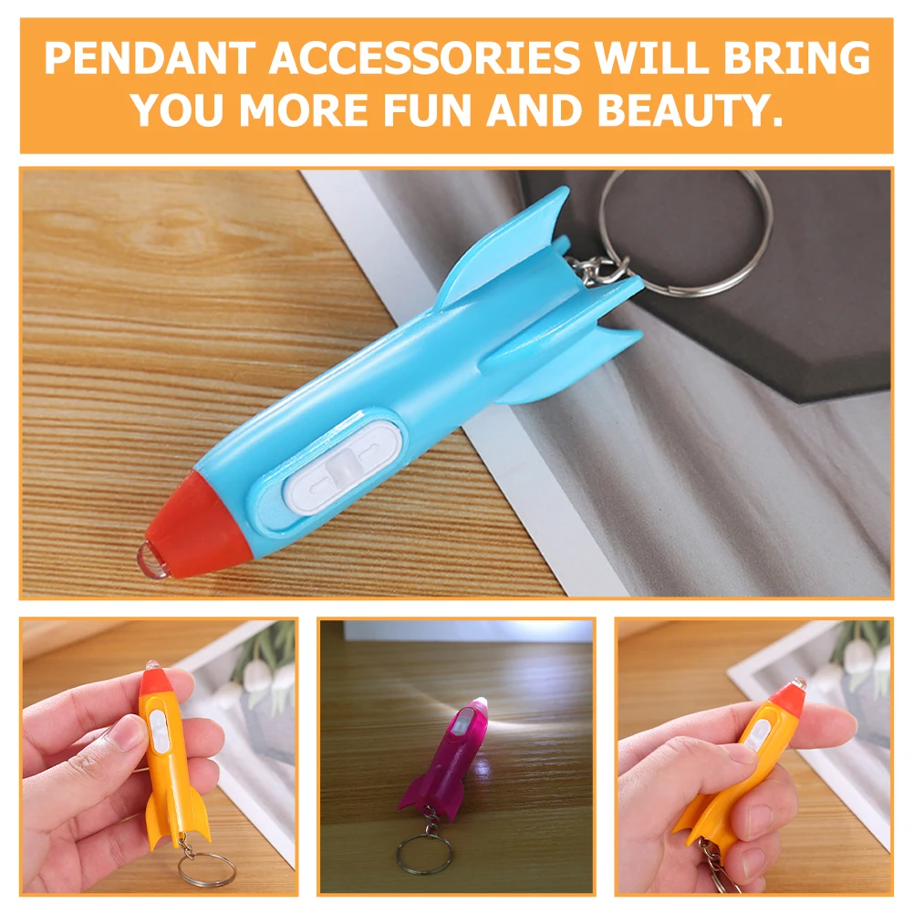 

24pcs Creative Rockets Designed Keychains Luminous Adorable Keychain Decor Bag Hanging Ornament Glowing Pendant For Keys