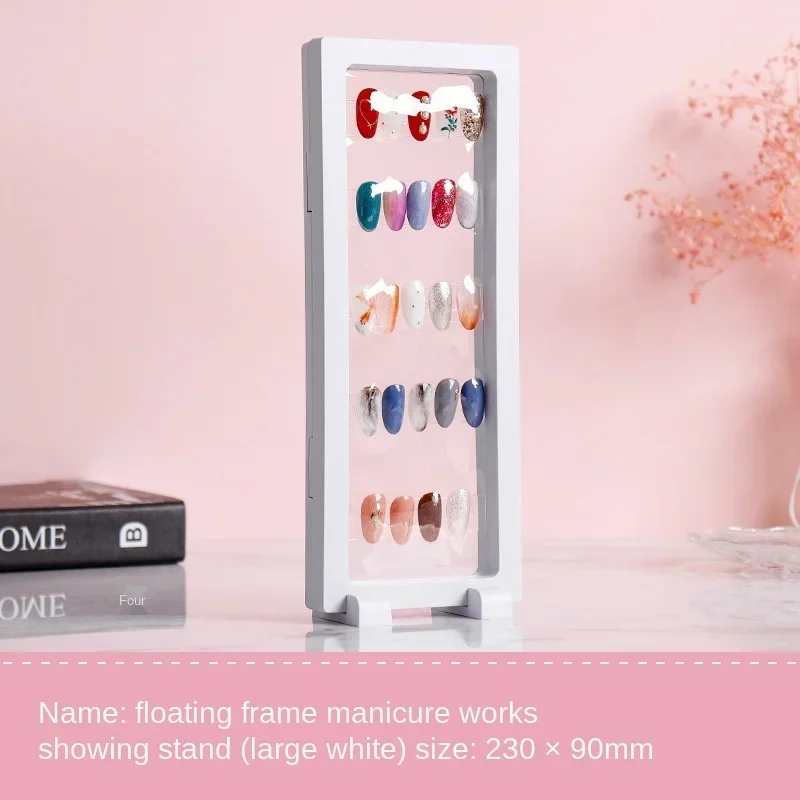 حامل عرض أطراف الأظافر الأكريليك مع غشاء PET، قطعة واحدة، أبيض/أسود، لوحة عرض تصاميم الأظافر، أداة فنية للأظافر #4