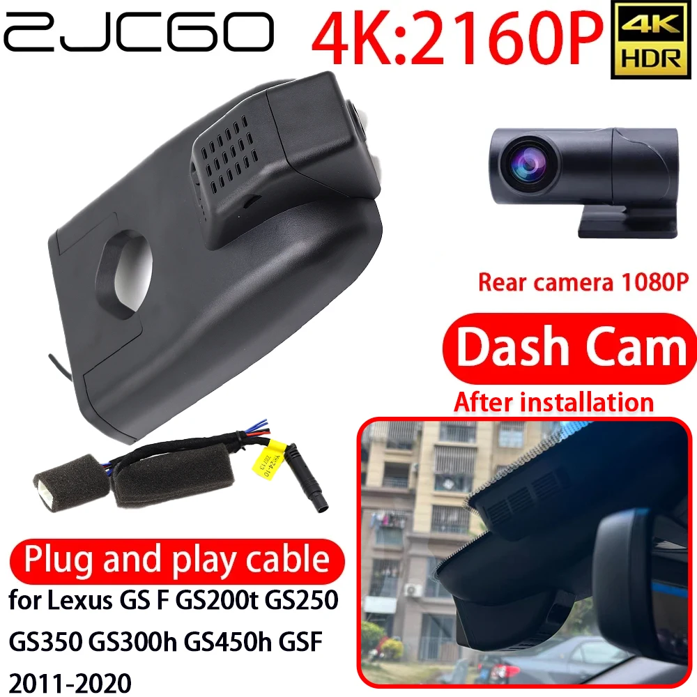 ZJCGO 4K DVR Dash Cam Wifi Front Rear Sony Lens Camera 24h Monitor for Lexus GS F GS200t GS250 GS350 GS300h GS450h GSF 2011-2020