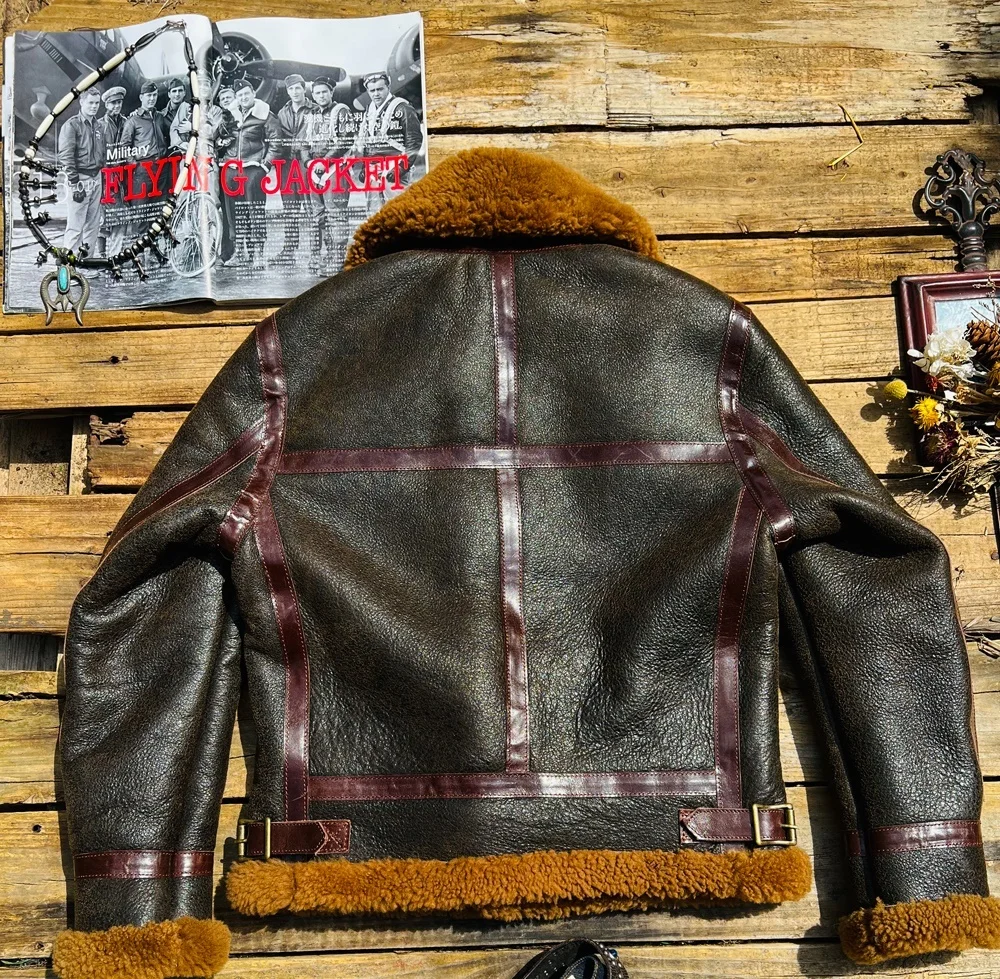 B3 new Free shipping,2023 style warm genuine leather jacket.100% thick wool sheepskin coat.Super natural shearling Fur clothes.