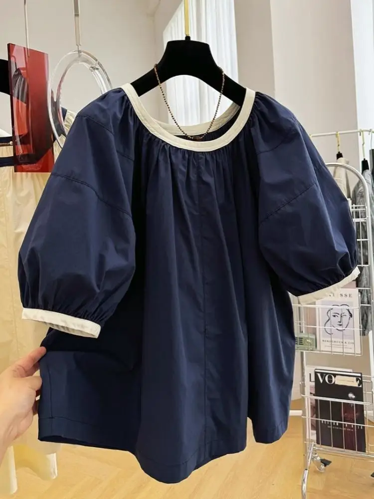 

Round Neck Short Sleeved Doll Shirt Women's Summer Causal Top Shirts