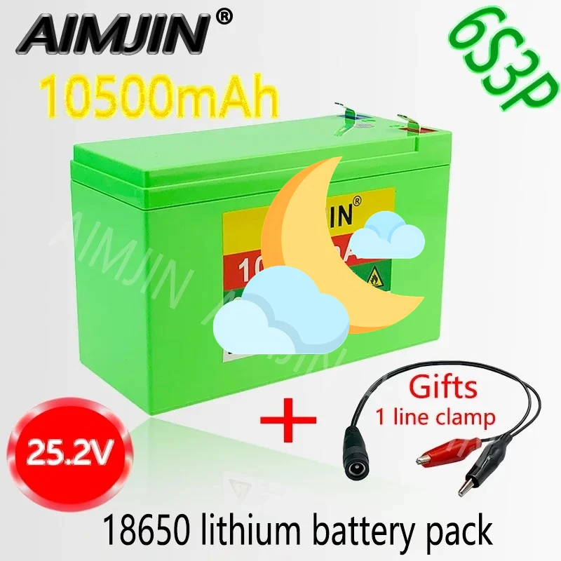

Высококачественный аккумулятор 6S3P, пластиковая коробка со встроенным интеллектуальным литий-ионным аккумулятором BMS 25,2 В, 10500 мАч, 18650, перезаряжаемый