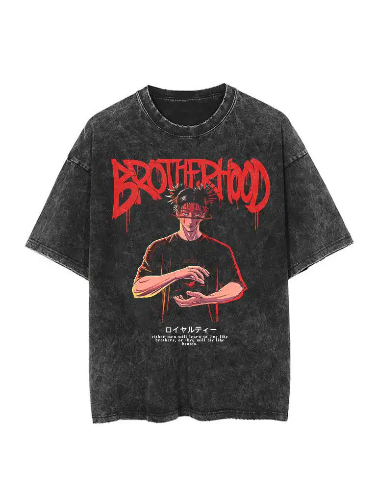 

Jujutsu Kaisen Japanese Anime Choso QuotesRetro Oversized Men's T-shirt Pure Cotton High-quality Leisure Sports Harajuku Y2K