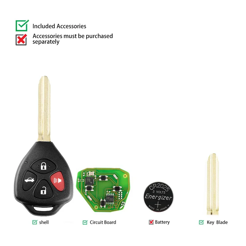 5Pcs/Lot XKTO02EN Wired Remote Key Universal 4 Buttons Key Tool Max VVDI2 Mini Key for Toyota Ford Style English Version