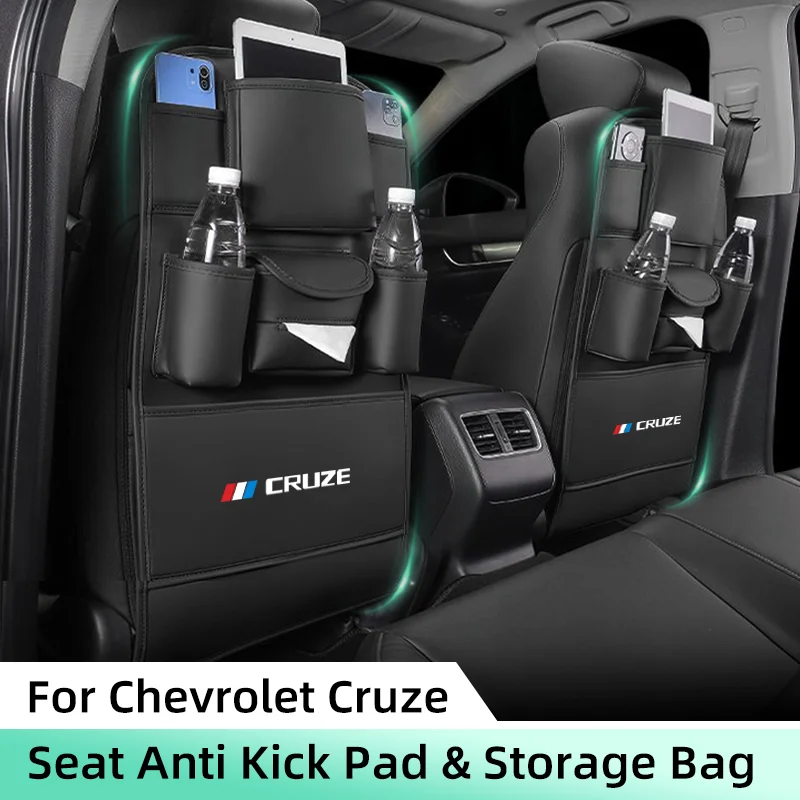 All in One Car Seat Back Storage Bag For Chevrolet Cruze 2010 2012 2013 J300 Car Organizer with Tissue&Cup Holder Anti Kick Pad