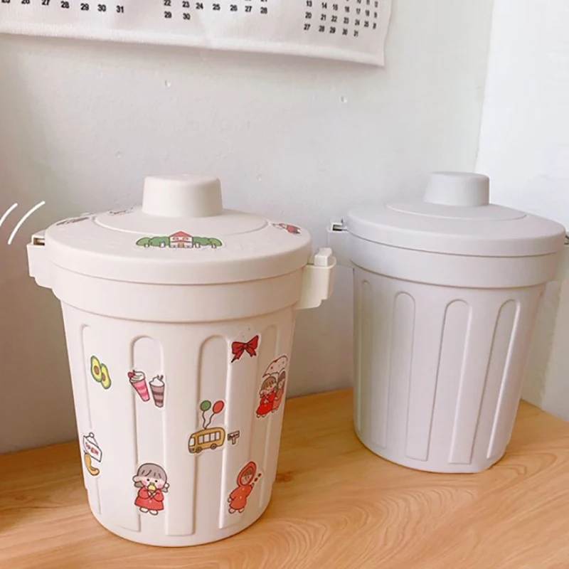 Ins Desktop Small Trash Bin Waste Bin Bedroom Home Cute Trash Can With Lid Mini