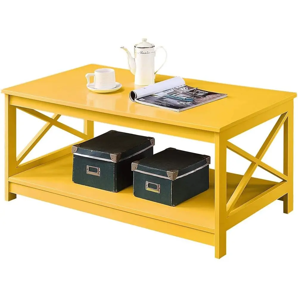 Yellow Oxford-Style Shelf Coffee Table