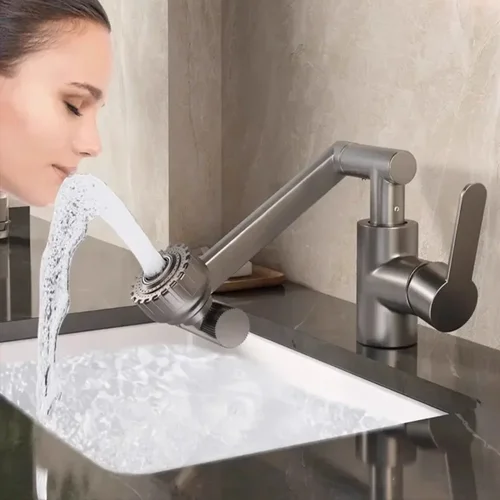 Imagen 2 del producto 1080 °   Grifo giratorio para fregadero de cocina, lavabo de baño, grifo de ABS, grifo de lavabo, grifo de agua fría y caliente multifunción