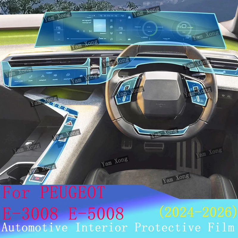 For PEUGEOT 3008 5008 interior Film suit Center Console Navigation screen Protection Gear Panel Transparent Anti-scratch Films