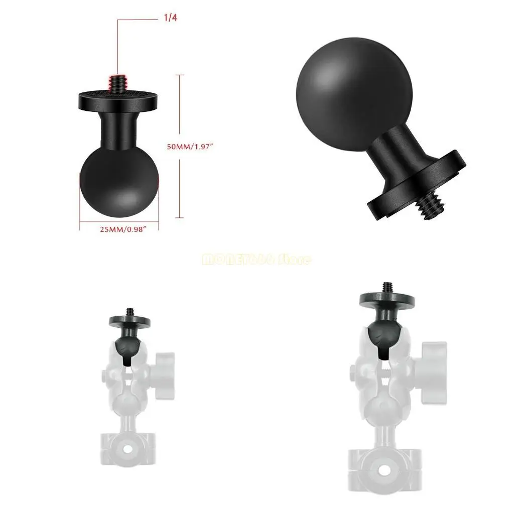كرة F62C 25 ملم للكاميرا قاعدة العمل في الهواء الطلق 1/4 ملحقات الدراجات النارية المسمار #1