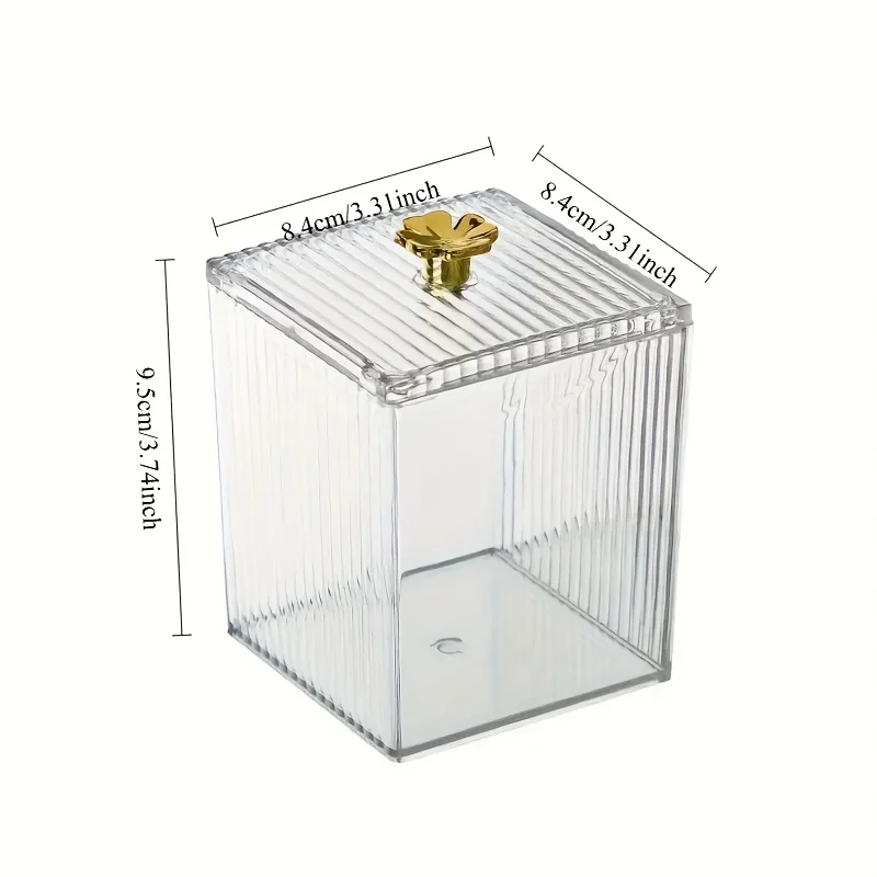 1/3pcs Clear Acrylic Makeup Organizer - Golden Handles Dustproof, Compact Desktop Vanity Box for Jewelry/Toothpicks/Beauty Tools