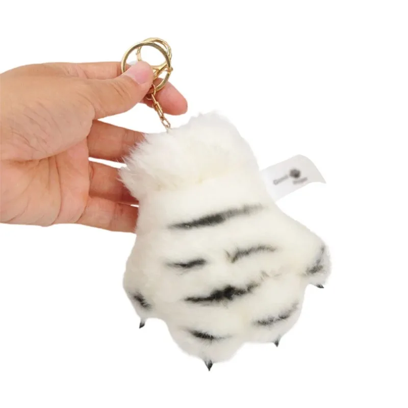 Ciondolo portachiavi in peluche con anello Simpatico cartone animato Zampa di tigre Bambola Portachiavi per auto Portachiavi con ciondolo Portachiavi Gioielli per bomboniere