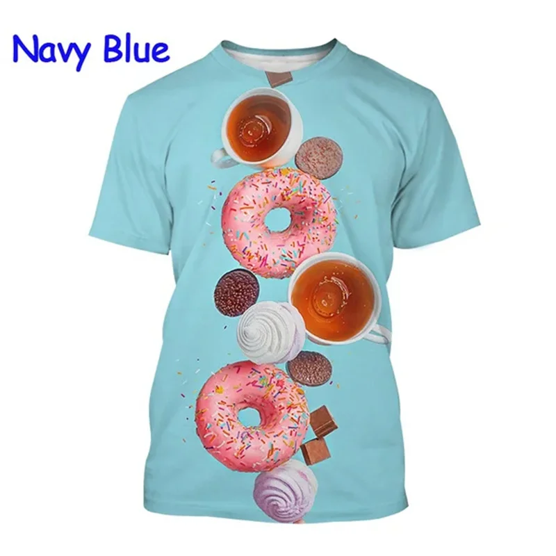 

New Summer 3D Chocolate Donuts Printing T Shirt Children Fashion Streetwear Tee Shirts Unisex Summer Funny Tshirts Y2k Clothing