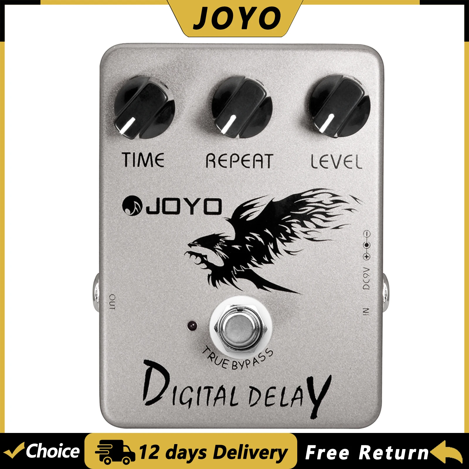 joyo-jf-08-pedale-effetto-delay-digitale-per-chitarra-delay-stile-analogico-con-circuito-filtro-intervallo-di-delay-da-25ms-a-600ms-per-soli-epici