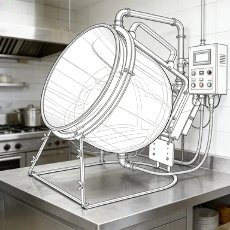 

Stainless Steel Automatic Cooking Machine Home Outdoor Large Capacity Auto Flip Cooker for Kitchen Lazy People