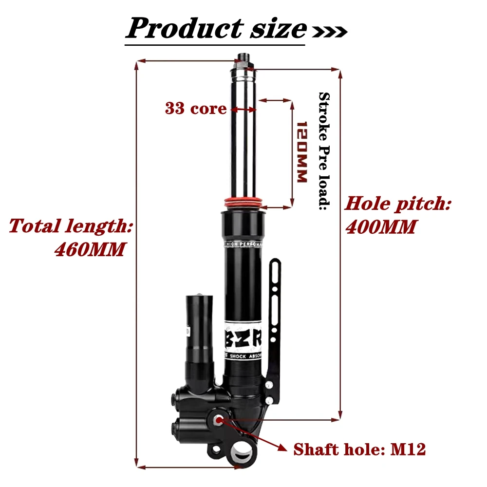 33core 400mm Preload Adjustable Motorcycle Front Shock Absorber For NIU N1S Ninebot MZ/NZ/E Cygnus-X Scooter Modify Front Shock