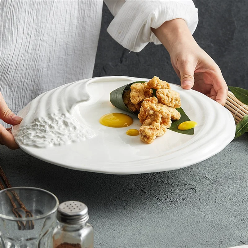 

PZHI-Hailang Stereoscopic Tableware Special-Shaped Western Food Flat Plate High-Grade Cold Dishes Set In Hotel 12Inch Du