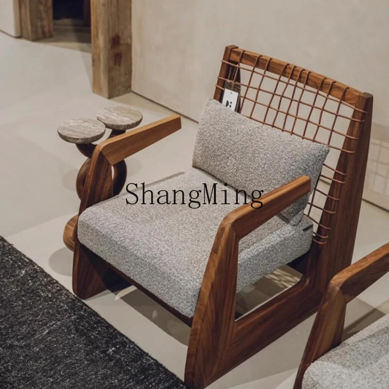 

ZYY leisure wabi-sabi wind rope-woven leisure chair antique home single sofa chair dining chair B & B