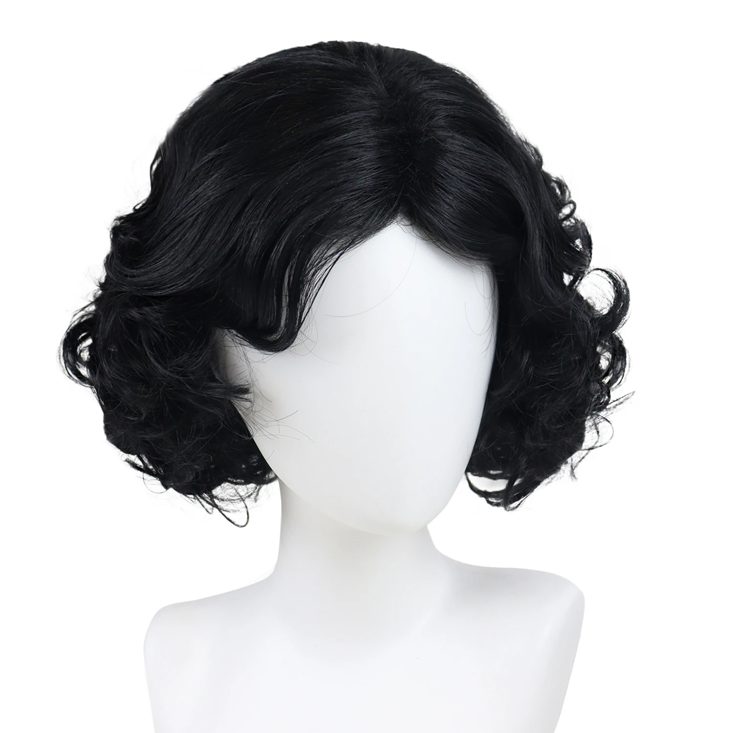 

Black Curly Wigs for Women Synthetic Hair 14 inch Short Wig with Bangs Vintage Hairstyle 60s Wigs Drag Queen Party Halloween
