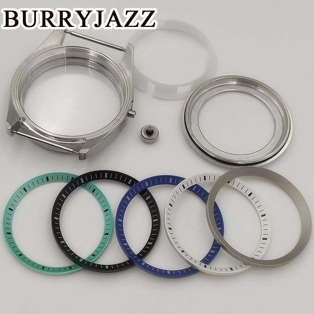 BURRYJAZZ 40mm NH34 NH35 NH36 NH38 NH39 NH70 NH72 Watch Case Silver Stainless Steel Case Waterproof Sapphire Crysta