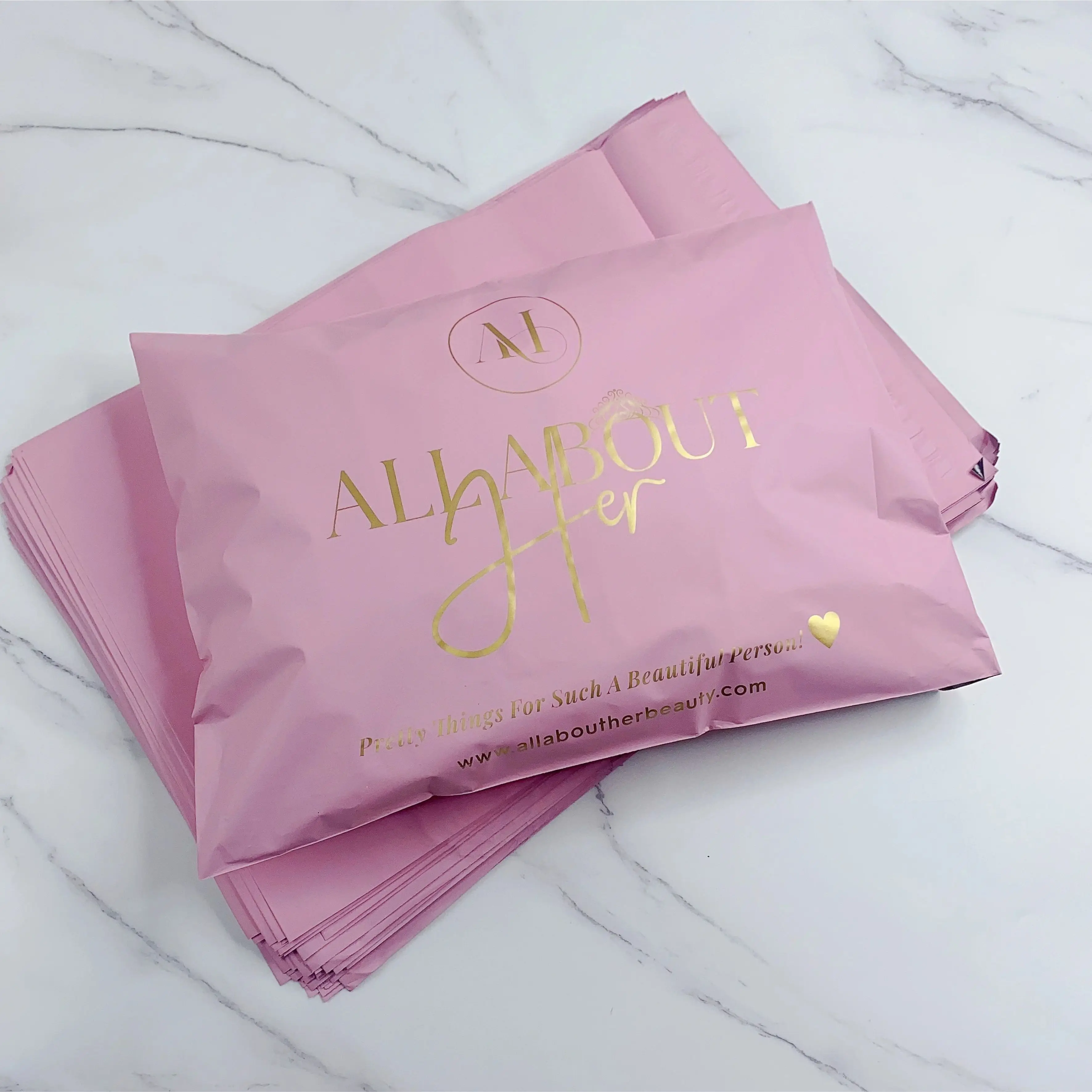 biodegradable matte pink custom shipping bags poly mailer bags courier bags with logo for clothing