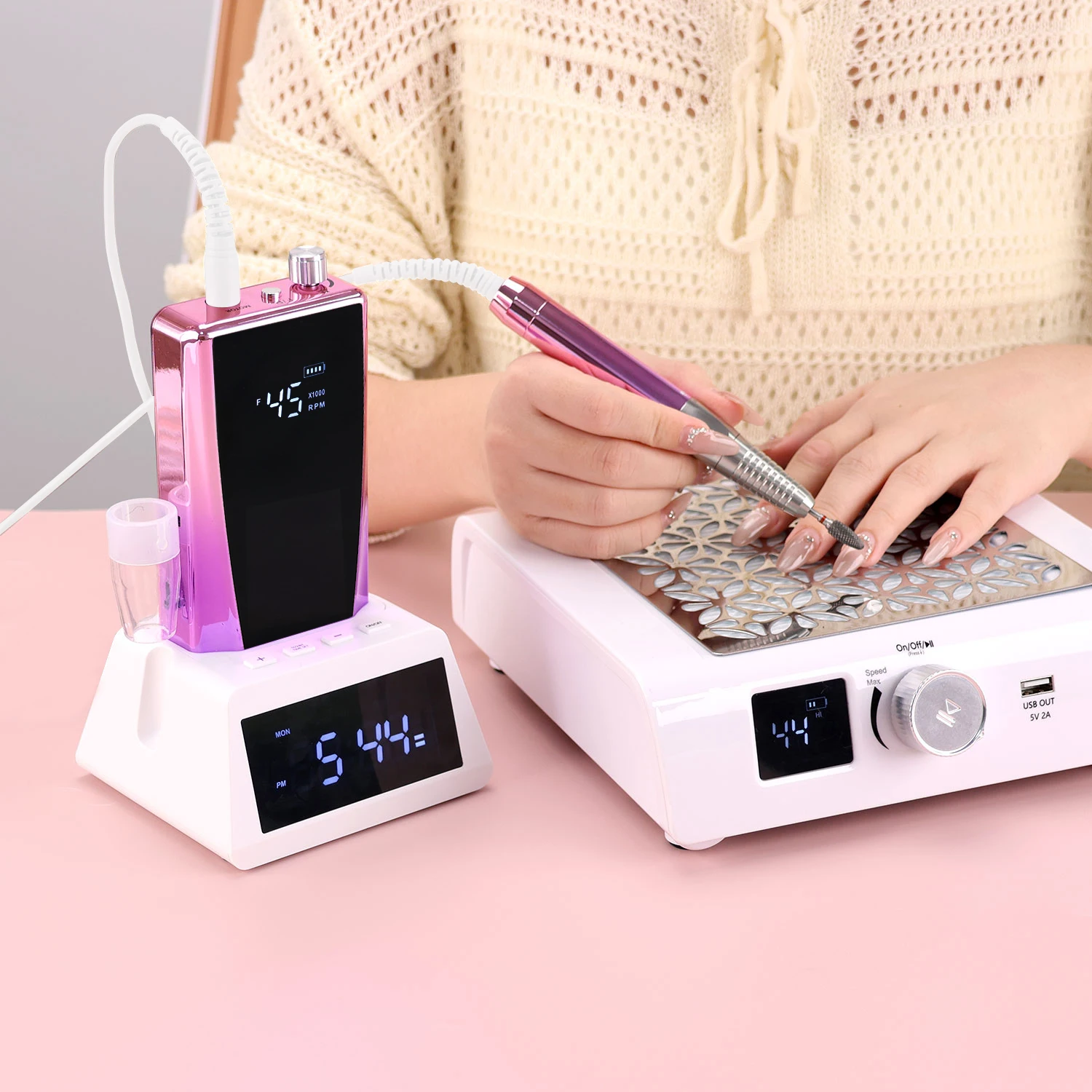 New Professional 45000rpm Brushless Motor Cordless Portable Rechargeable Nail Art Electric Manicure Nail Drill File