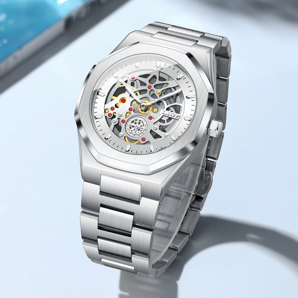 LIGE Men Automatic Watch Special Tough Waterproof Skeleton Mechanical Watches Tend Stainless Steel Gift Watch Relogio Masculino