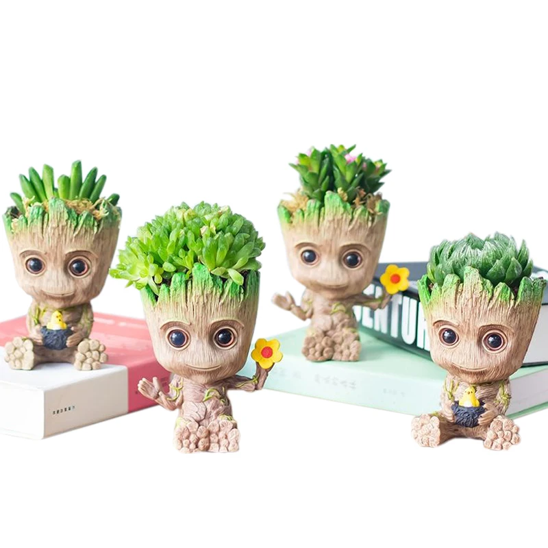 Decoration Handicrafts Groot Statue Ornament Cartoon Tree Man Flower Pot Home Office Desktop Decoration Figurine Birthday Gift