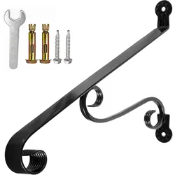 US Yahpetes-Wrought Iron Grab Handrail, Single Post, Porch, 1-2 Steps