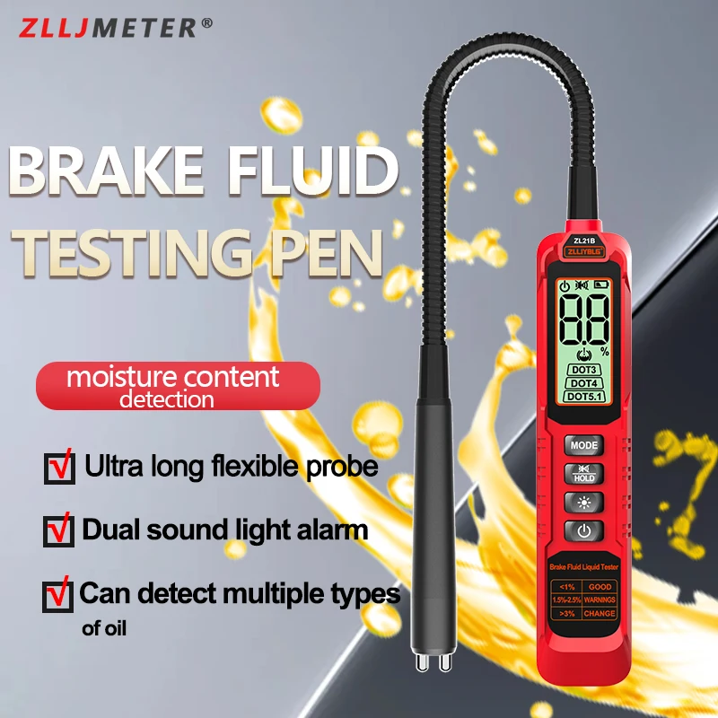 Brake Fluid Tester Auto Car Brake Liquid Digital Tester Pen LED Indicator Accurate Automotive Brake Oil Tester Sound Light Alarm